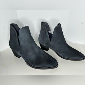 FREE PEOPLE Charm Double V Booties Blue Suede Leather Size 9.5 Boho Boots NEW